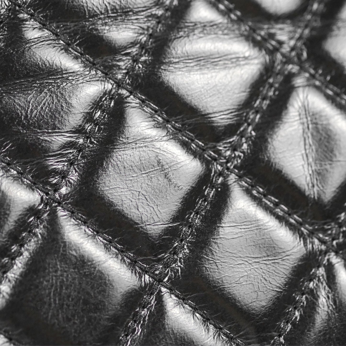 Chanel Large Castle Rock Flap Bag Black Glazed Aged Calfskin Burgundy Handle