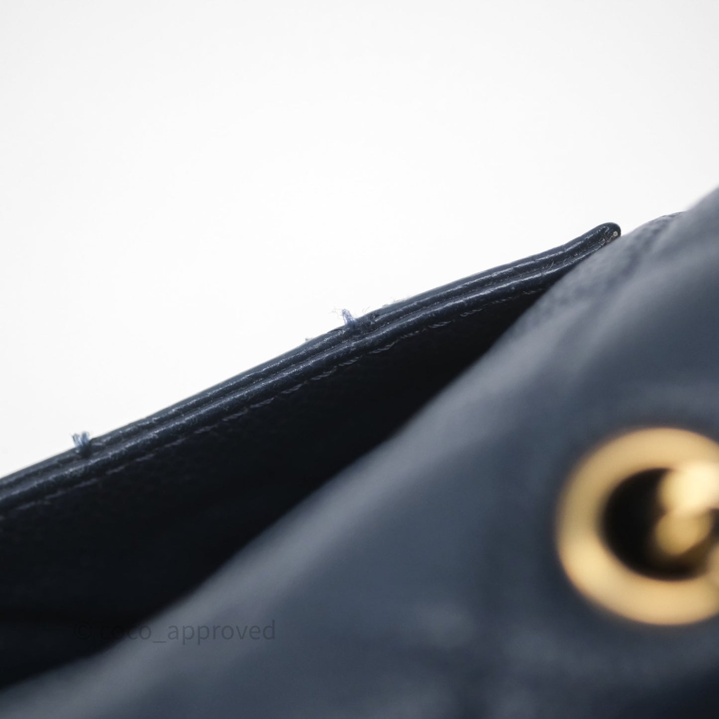 Chanel Small CC Filigree Flap Quilted Navy Black Caviar Aged Gold Hardware