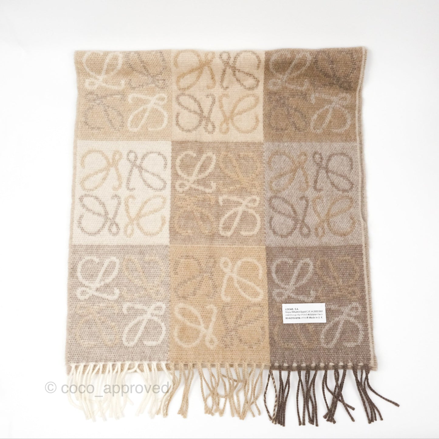 Loewe Anagram Wool Cashmere Scarf Beige