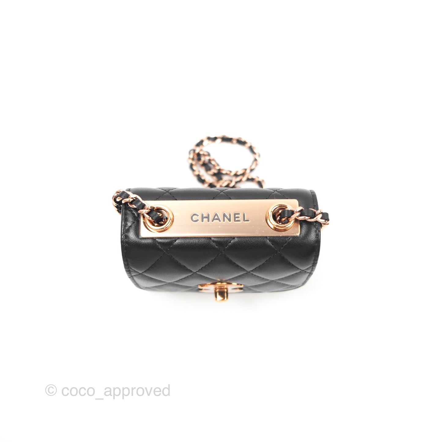 Chanel Mini Quilted Trendy CC Clutch With Chain Black Lambskin Rose Gold Hardware