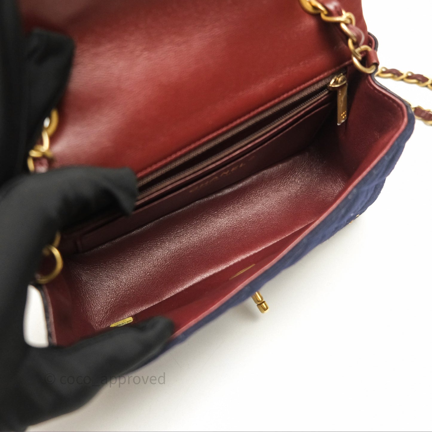 Chanel Paris-Hamburg Charms Mini Rectangular Flap Navy Wool 18C