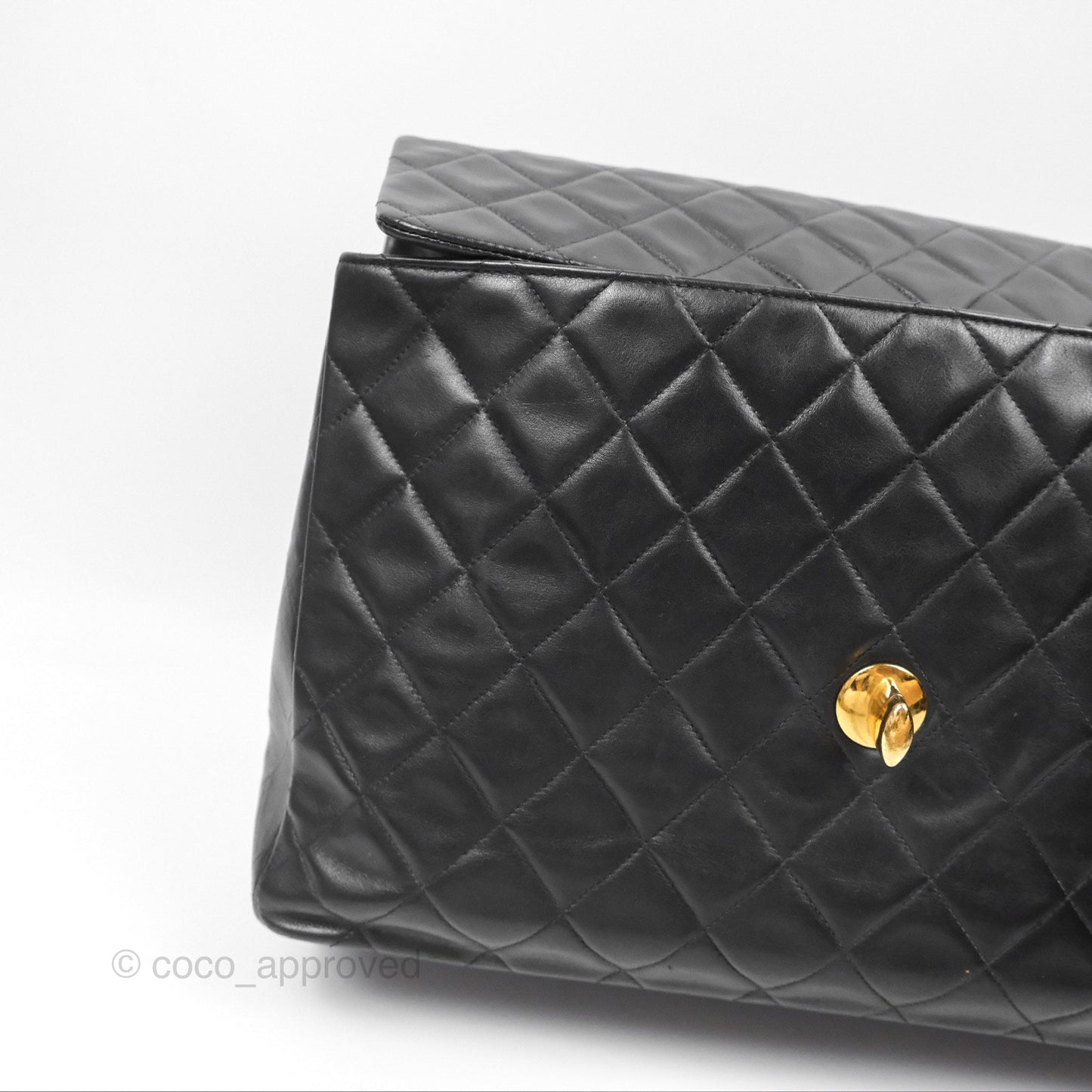 Chanel Vintage Maxi Single Flap Black Lambskin 24K Gold Hardware