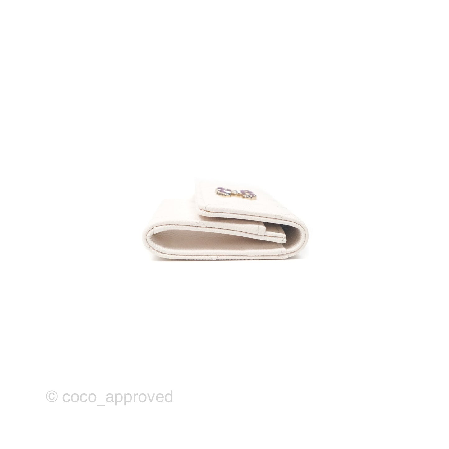 Chanel CC Resin Stone Flap Card Holder White Caviar