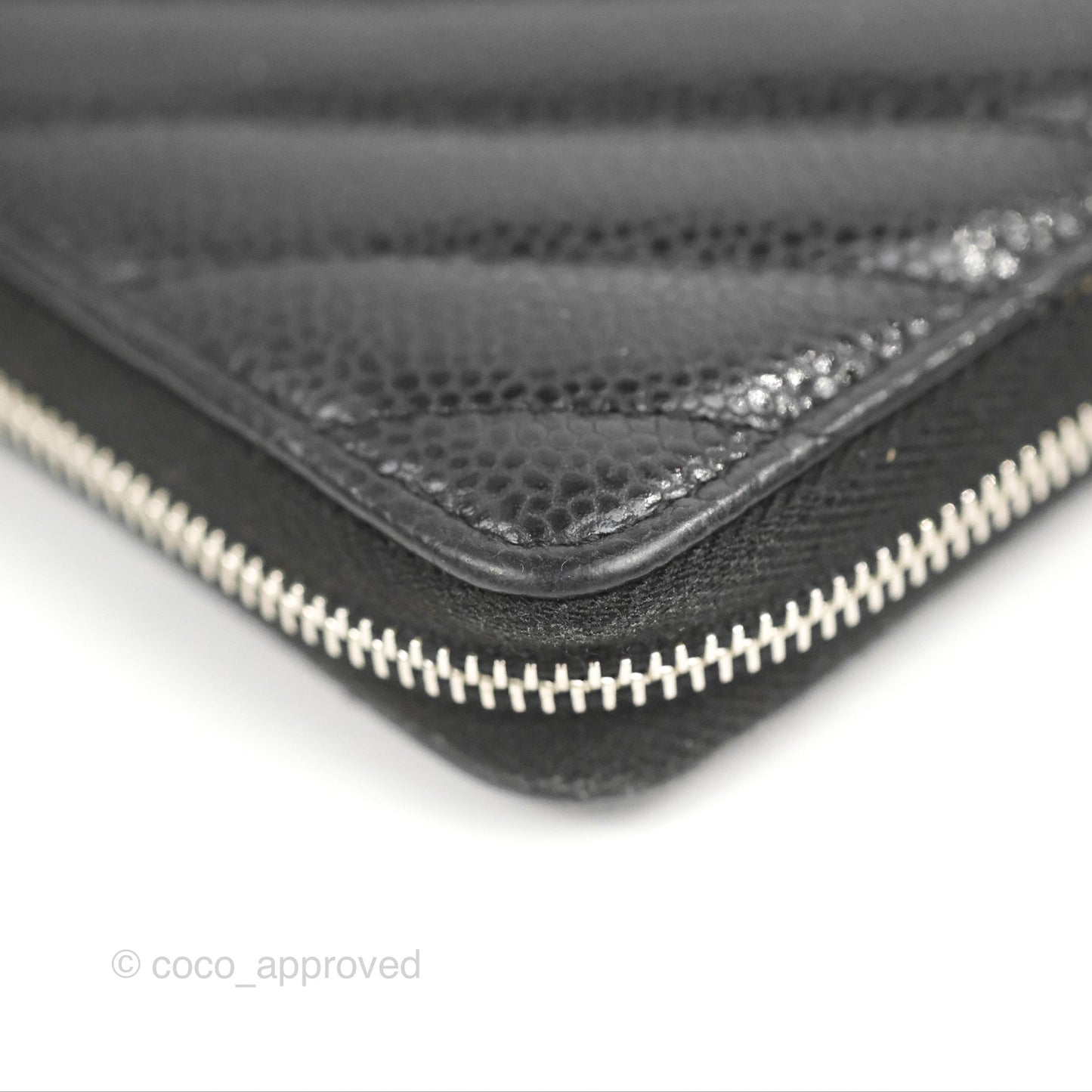 Chanel Medium Wallet Chevron Black Soft Caviar Silver Hardware