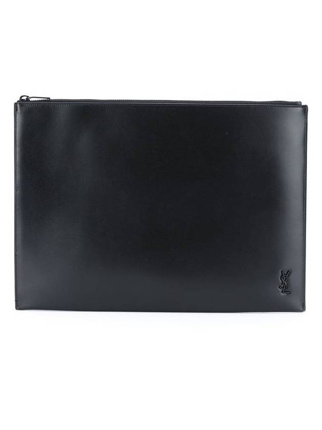Luxury Saint Laurent Monogram Logo Tiny Large Clutch Bag Black