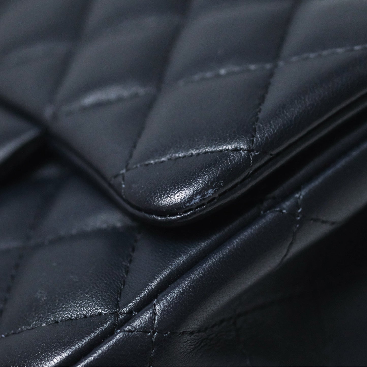 Chanel Mini Square Flap Quilted Navy Lambskin Gold Hardware