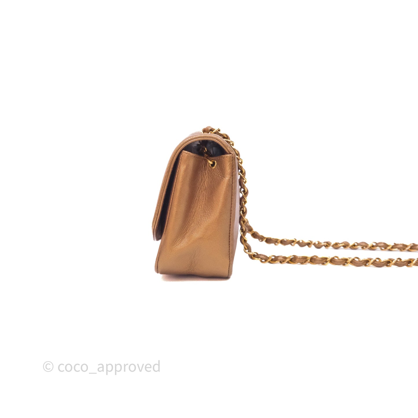 Chanel Vintage Small Quilted Classic Diana Flap Bag Gold Lambskin 24K Gold Hardware