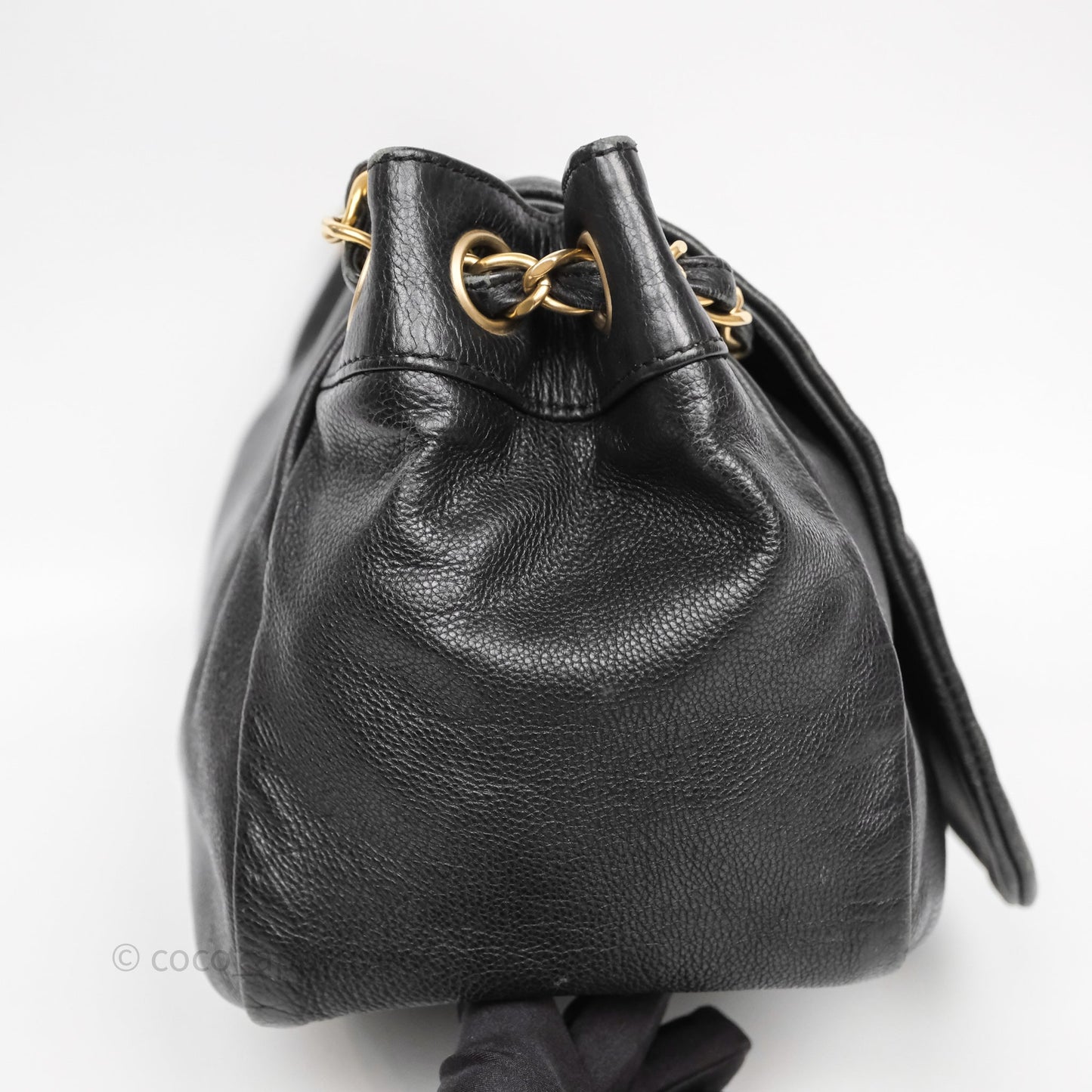 Chanel Mosaic Studs Accordion Flap Bag Black Calfskin Aged Gold Hardware