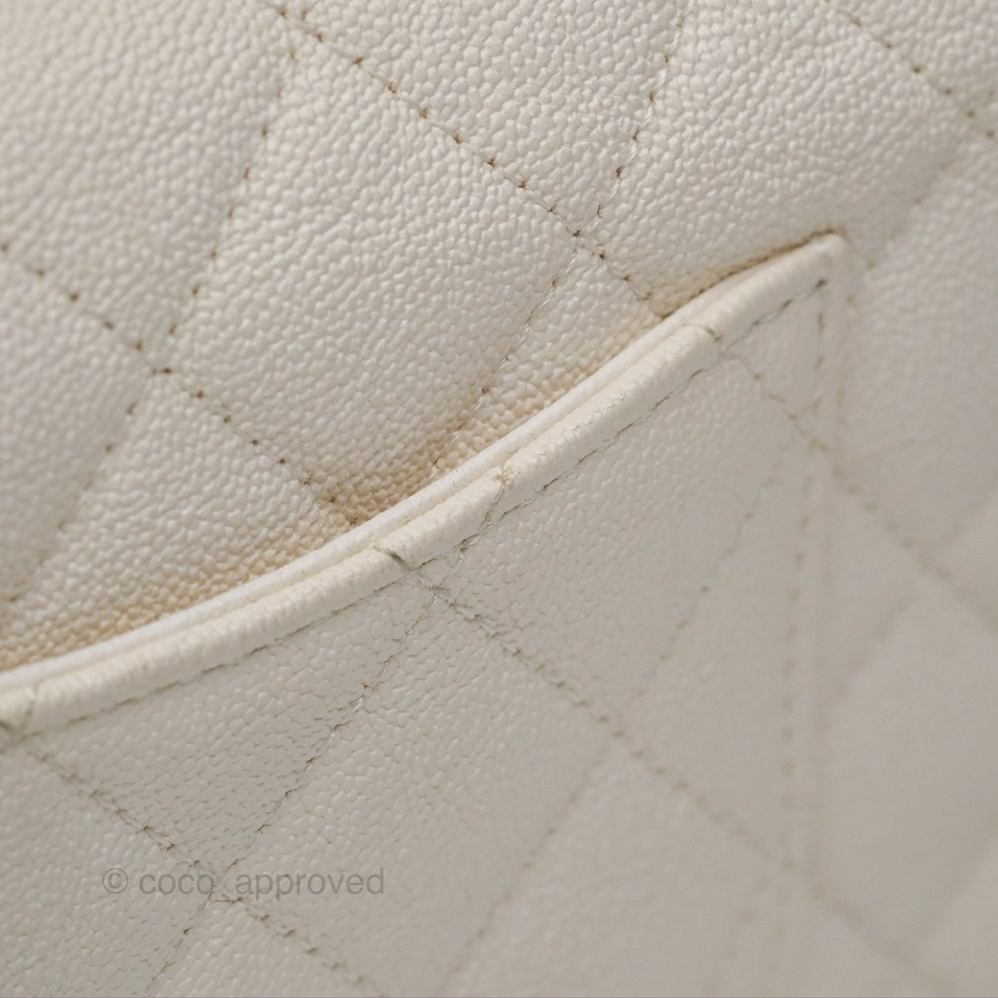 Chanel Top Handle Mini Rectangular Flap Bag Ivory White Caviar Aged Gold Hardware