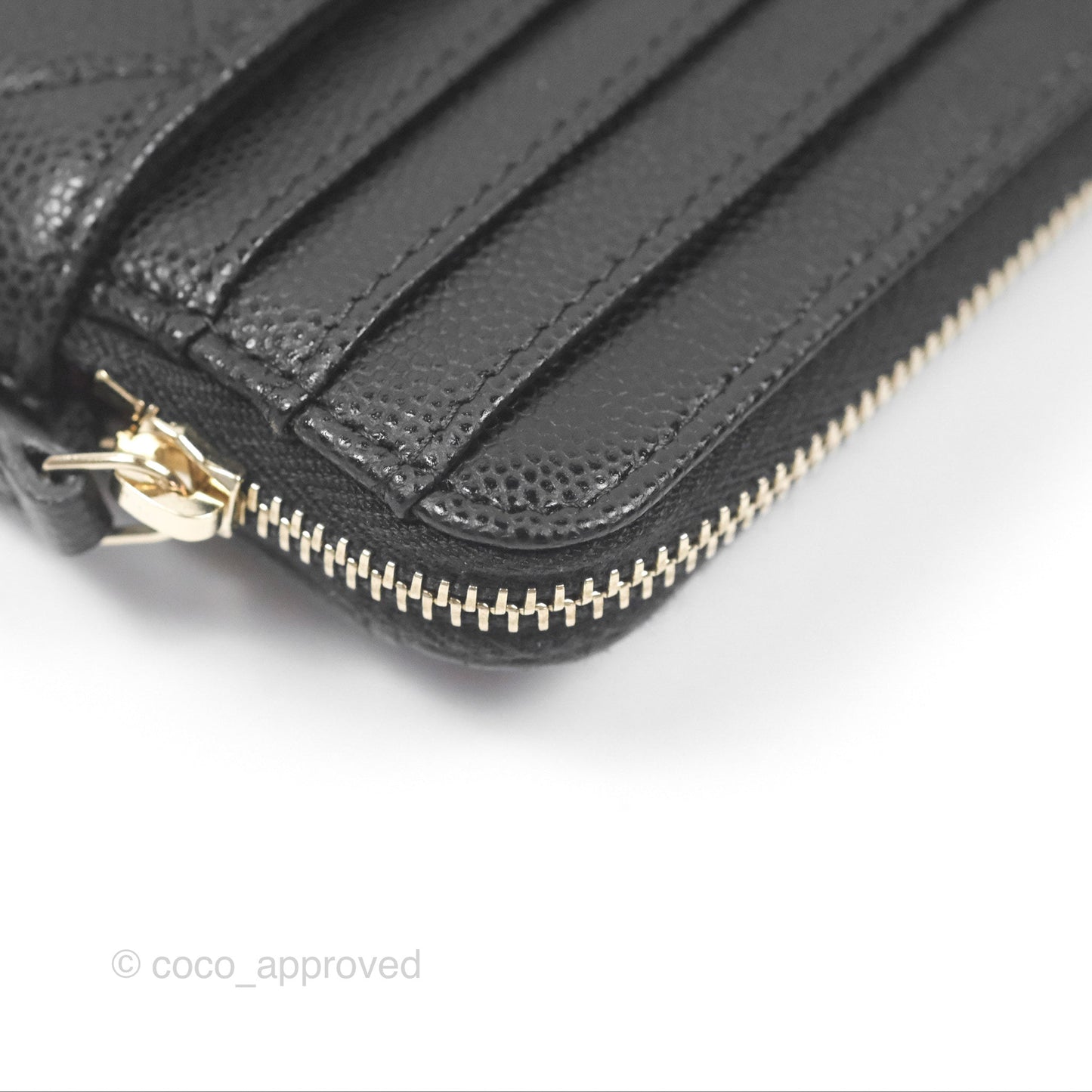 Chanel Quilted Classic Zip Card Holder Wallet Black Caviar Gold Hardware