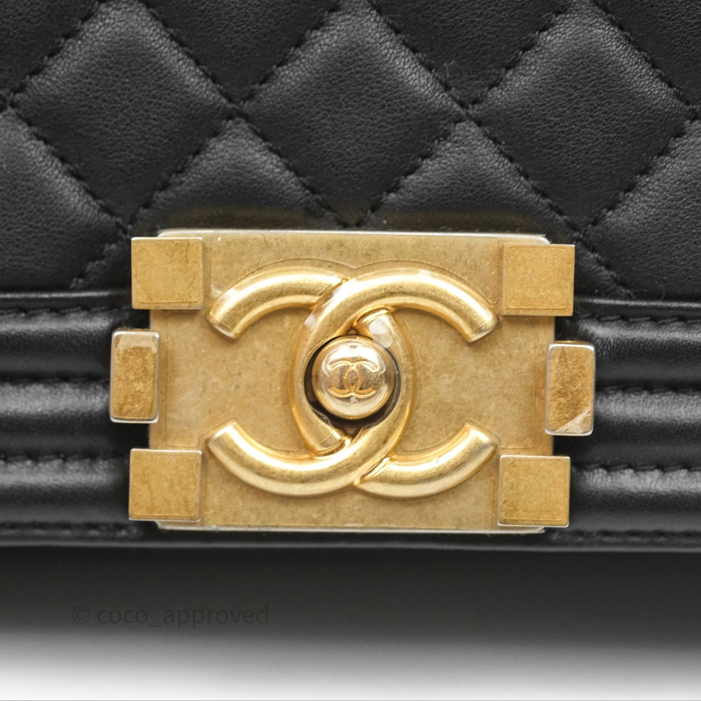 Chanel Small Boy Black Calfskin Aged Gold Hardware