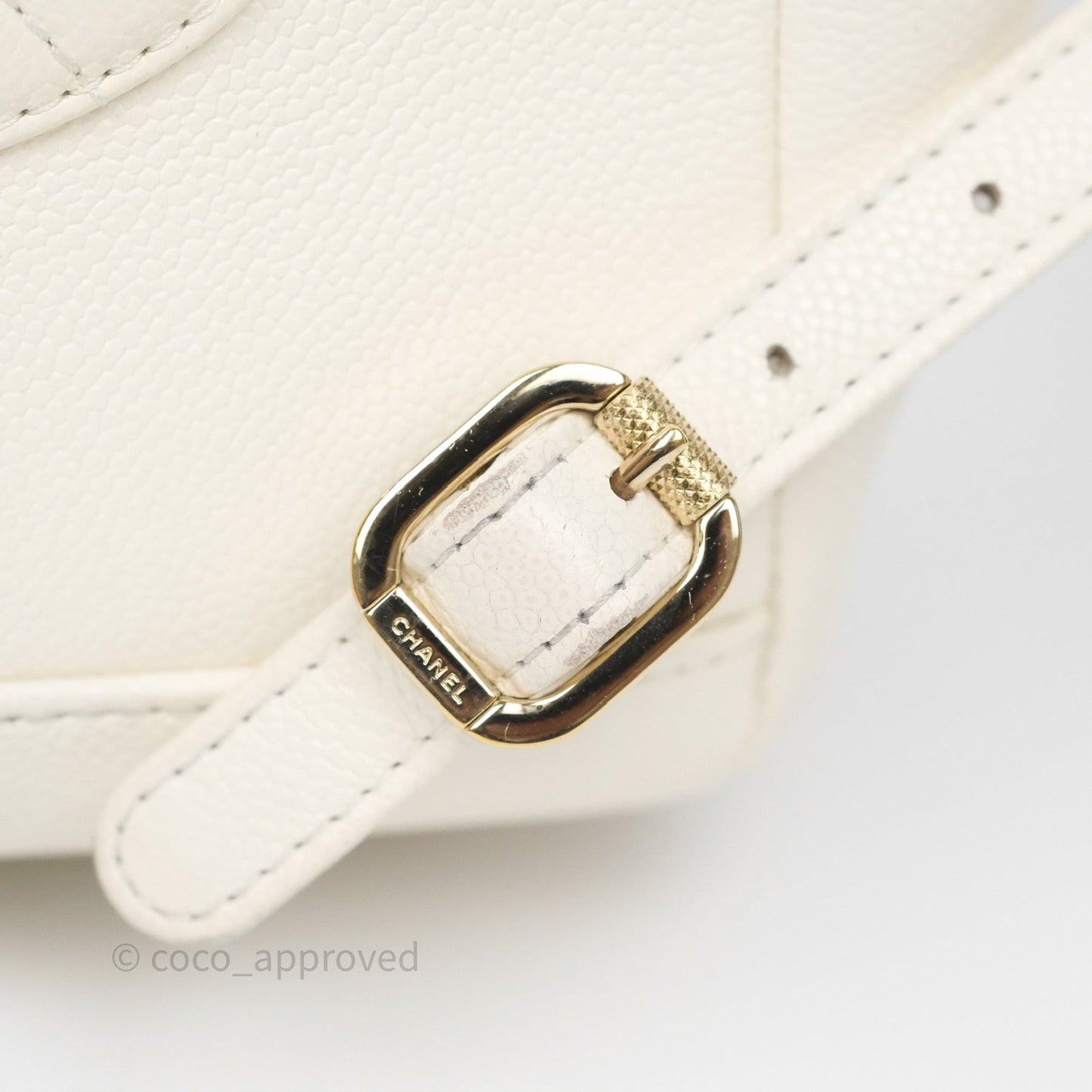 Chanel Quilted Business Affinity Backpack Ivory White Caviar Gold Hardware
