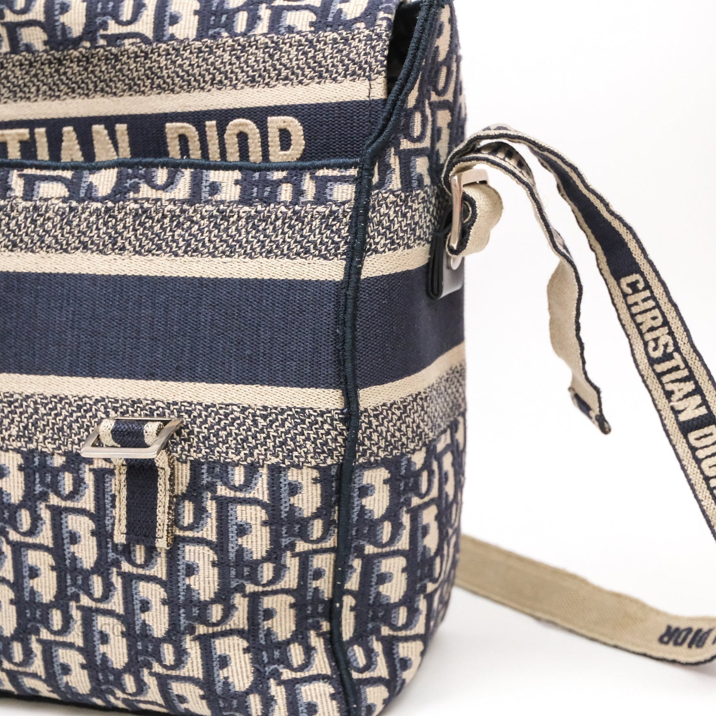 Christian Dior Medium DiorCamp Messenger Bag Oblique Embroidery Blue