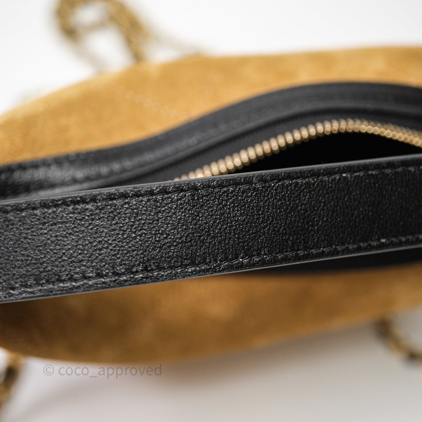 Chanel Hobo with Chain Brown Suede/ Black Calfskin Gold Hardware