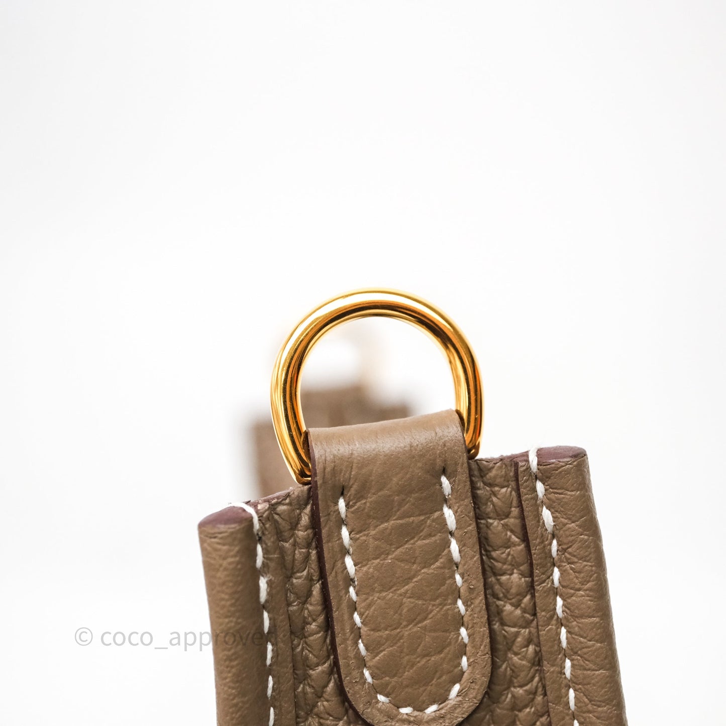 Hermès Mini Evelyne 16 Etoupe 18 Clemence Gold Hardware Bleu Indigo Strap