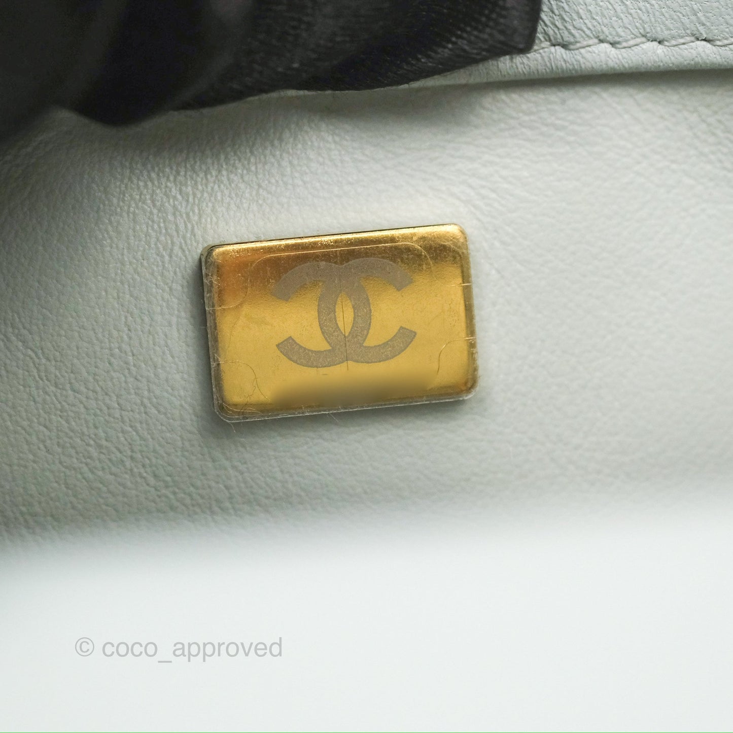 Chanel Quilted Mini Square Flap with Camellia Adjustable Chain Blue Clair Lambskin 23S