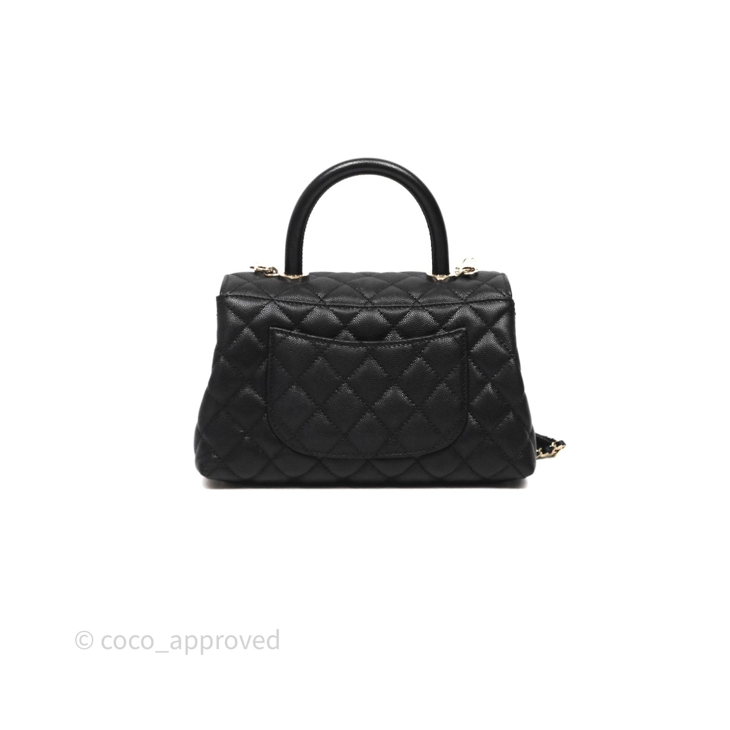 Chanel Small Coco Handle Black Caviar Light Gold Hardware