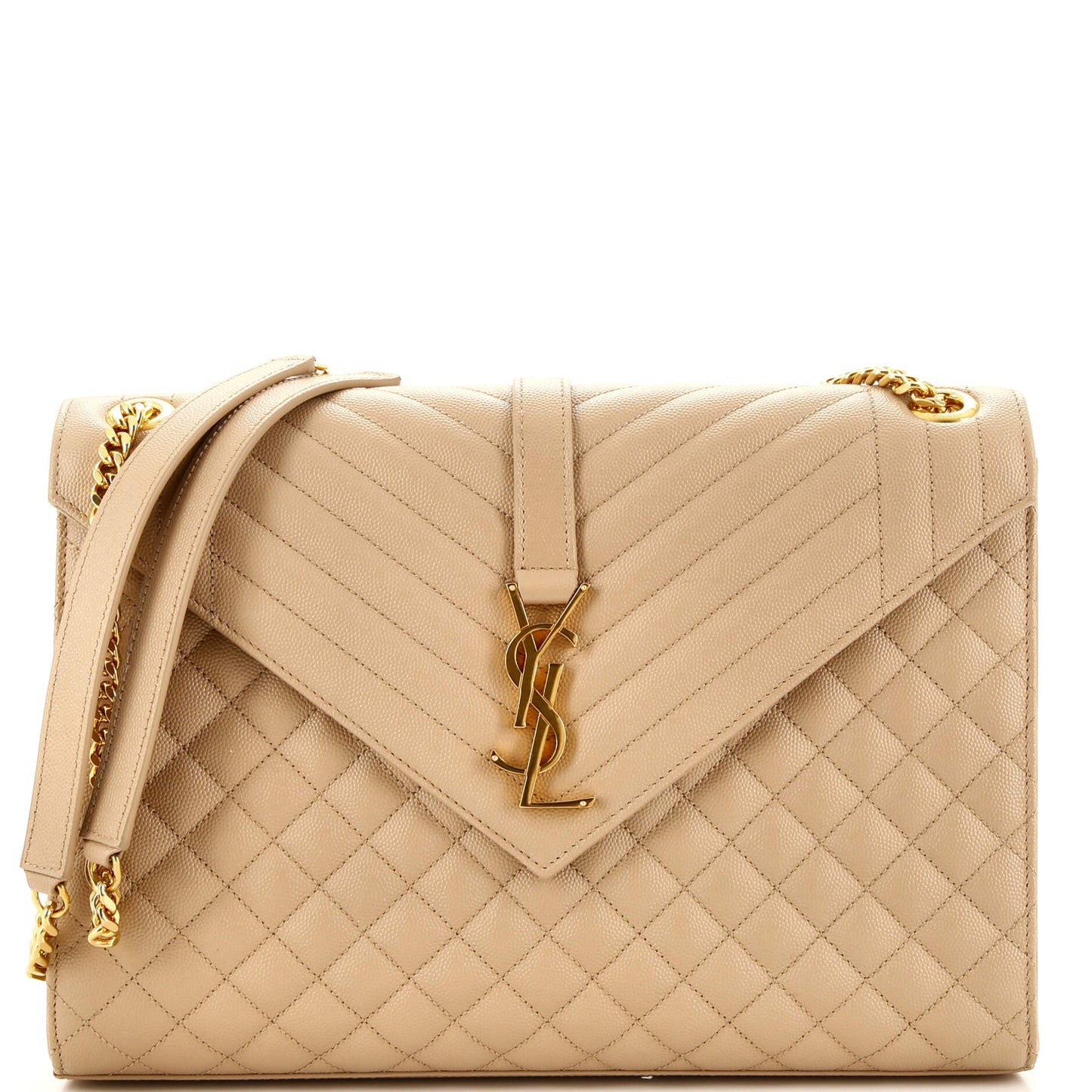 Luxury Saint Laurent Classic Monogram Envelope Satchel Mixed Matelasse Leather Large