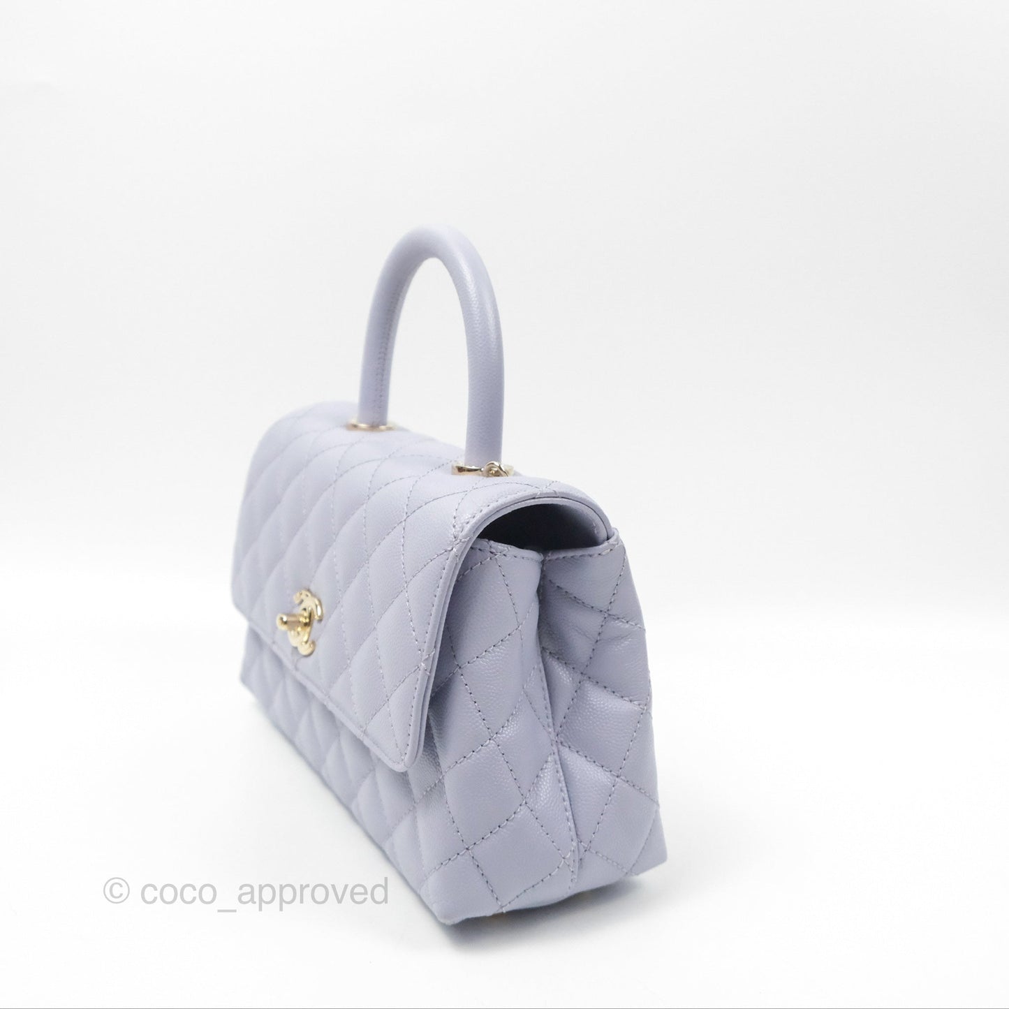 Chanel Small Coco Handle Quilted Purple Lilac Caviar Gold Hardware 21K