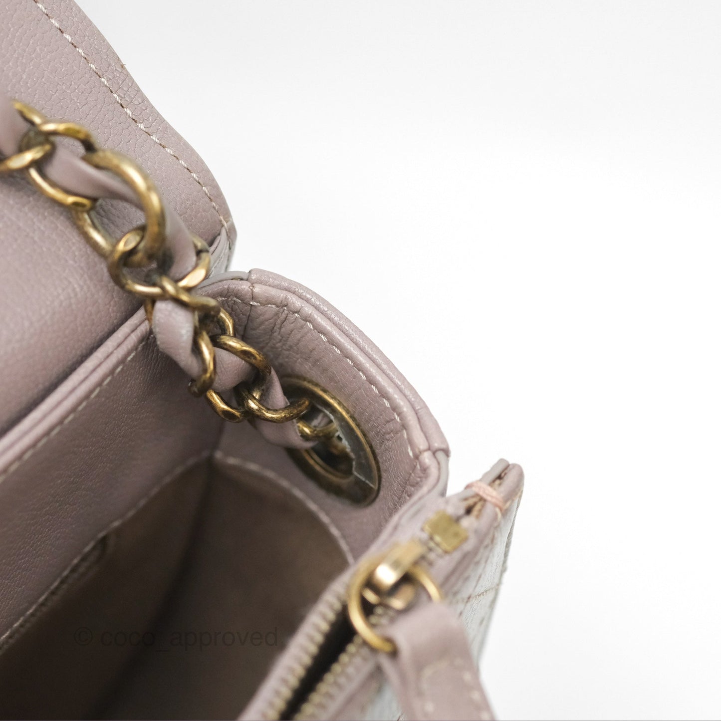 Chanel Coco Curve Flap Burnished Lilac Grey Calfskin Goatskin Antique Gold Hardware
