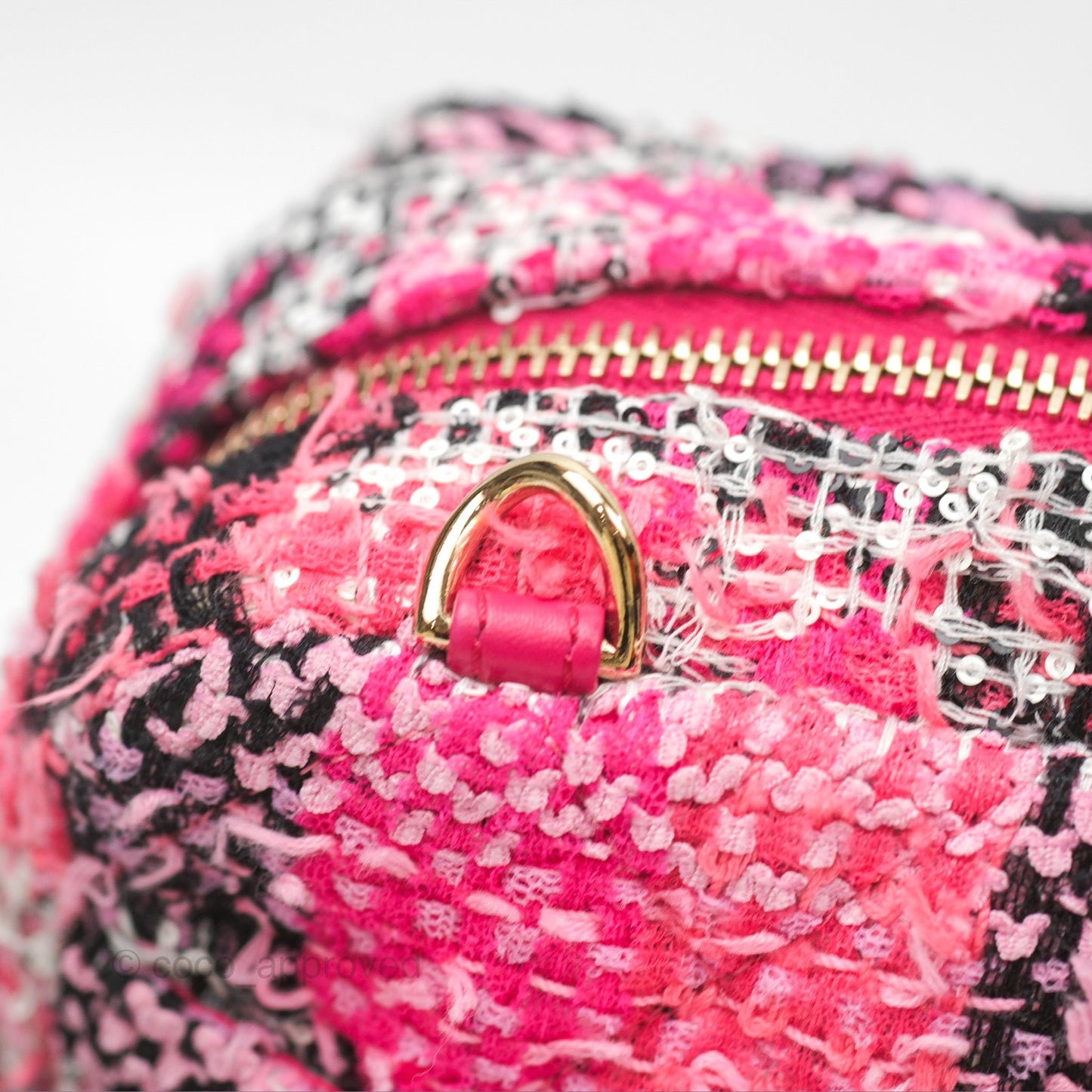 Chanel Coco Beach 2way Crossbody Bag / Foldable Tote Pink Black Grid Tweed