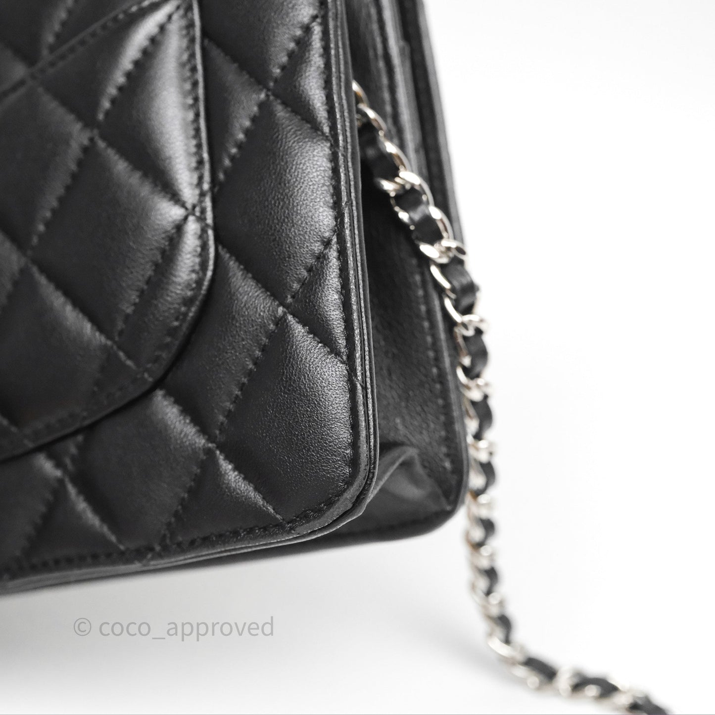 Chanel Quilted WOC Black Lambskin Silver Hardware