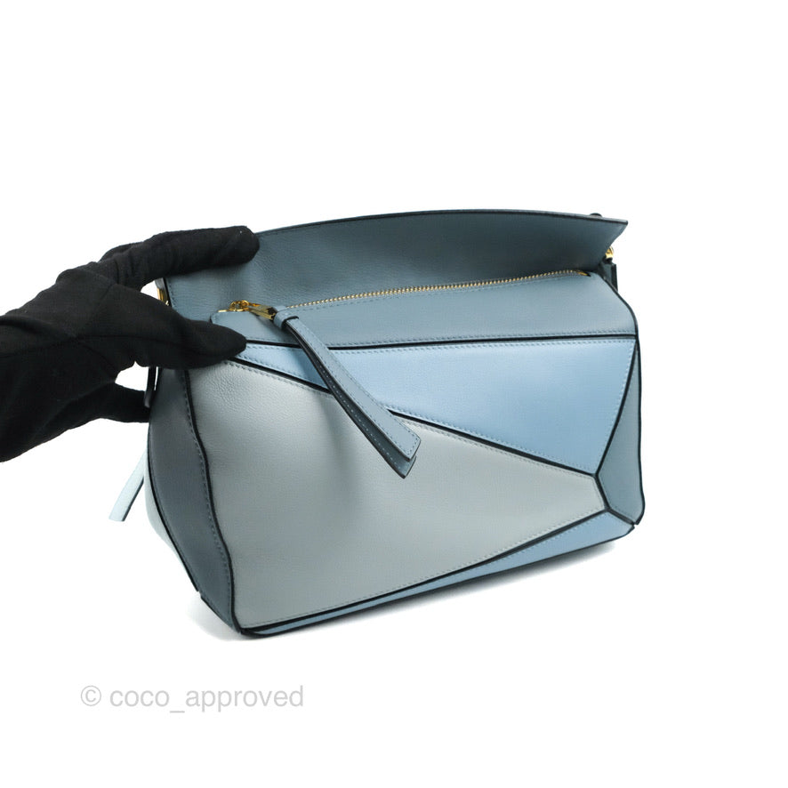 Loewe Small Puzzle Bag Blue Grained Calfskin