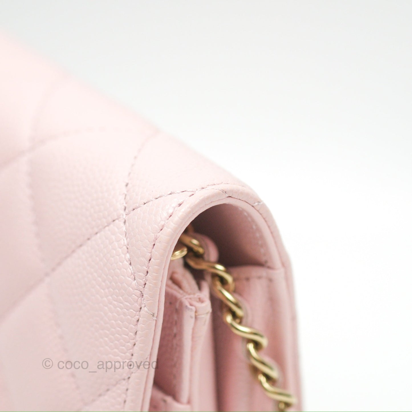 Chanel Quilted Classic Wallet On Chain WOC Pink Caviar Gold Hardware