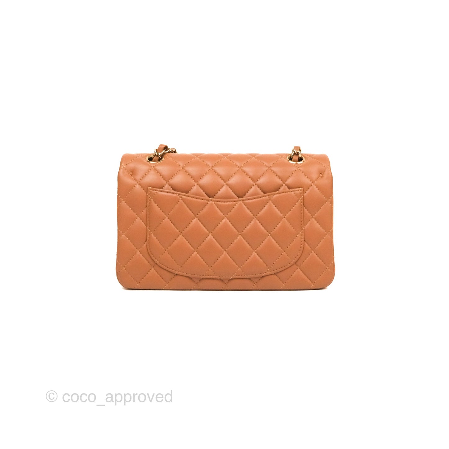 Chanel Small Classic Quilted Flap Dark Beige Caramel Lambskin Gold Hardware