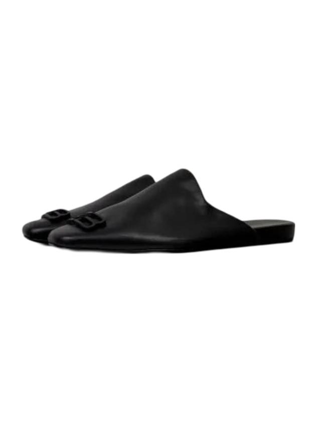Luxury Balenciaga Cozy BB Logo Mule Slippers Black