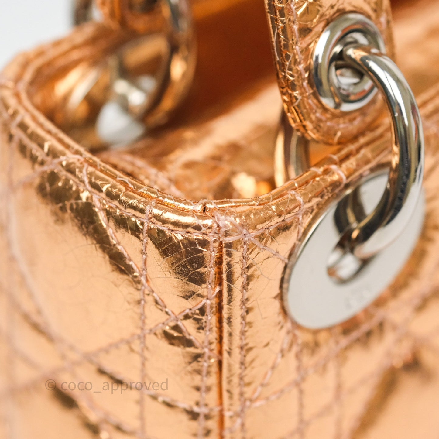 Christian Dior Mini Lady Dior Metallic Copper Cannage Silver Hardware