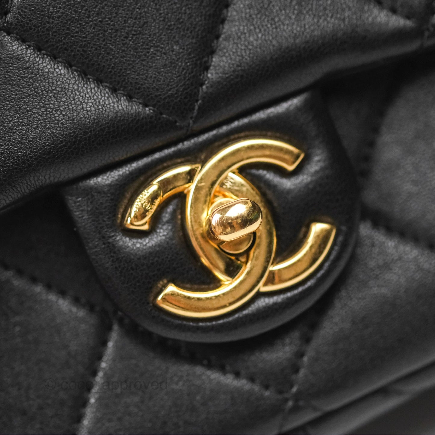 Chanel Mini Top Handle Flap Black Lambskin Aged Gold Hardware 23C