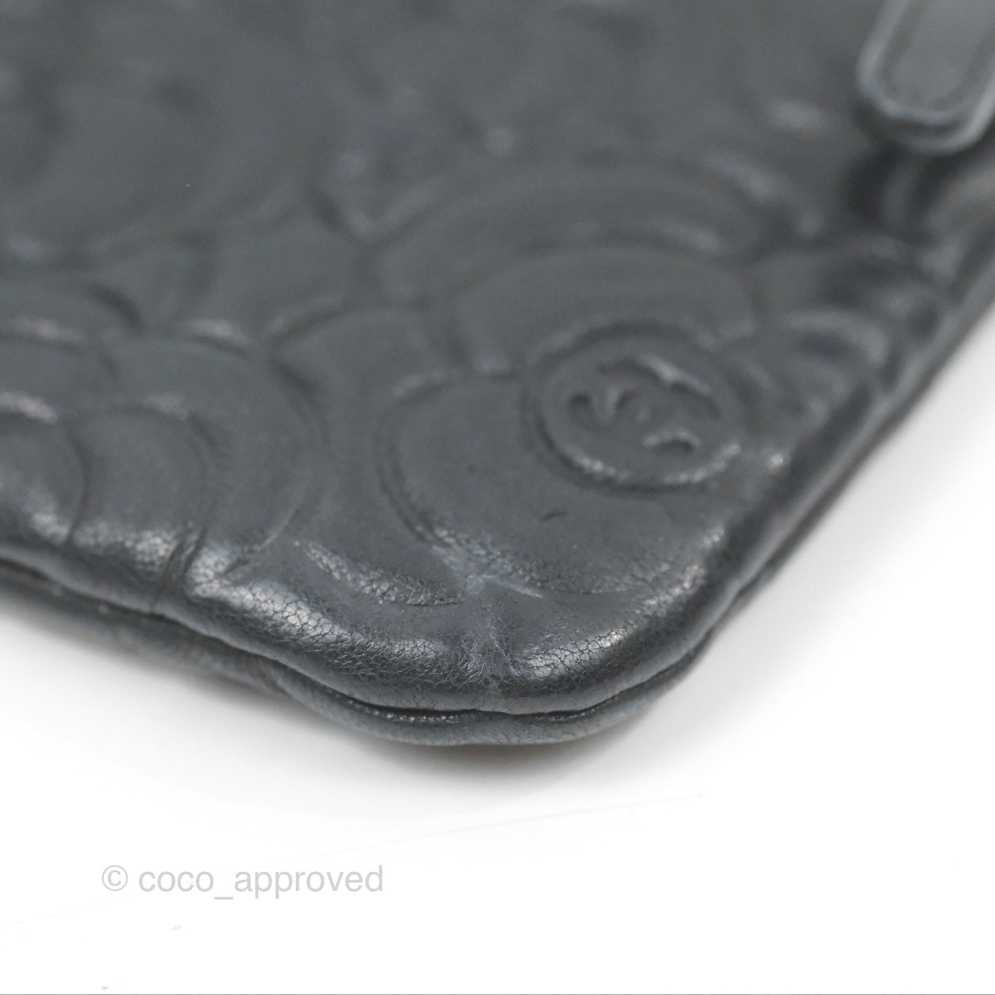 Chanel Quilted Mini O Case Camellia Black Lambskin Silver Hardware