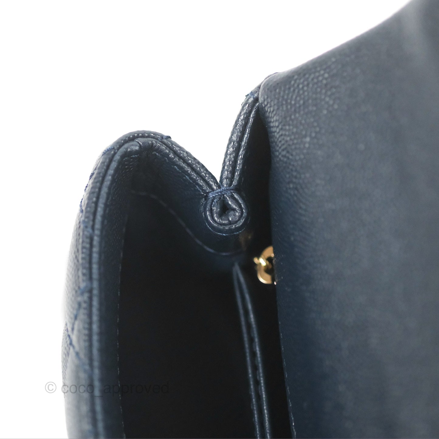 Chanel Mini Coco Handle Quilted Navy Caviar Gold Hardware