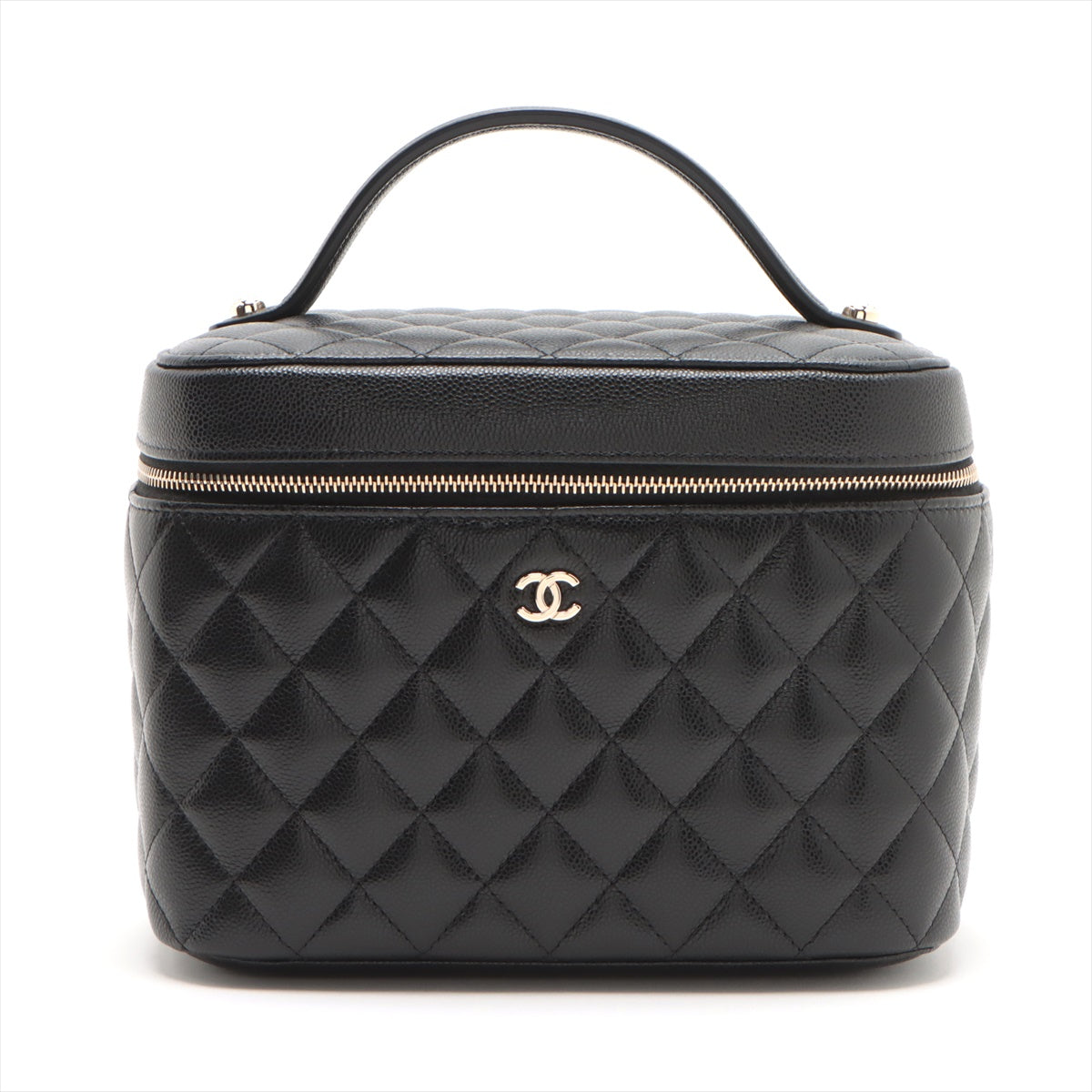 Chanel Matrasse Caviar S Vanity Bag Black G      Mirror