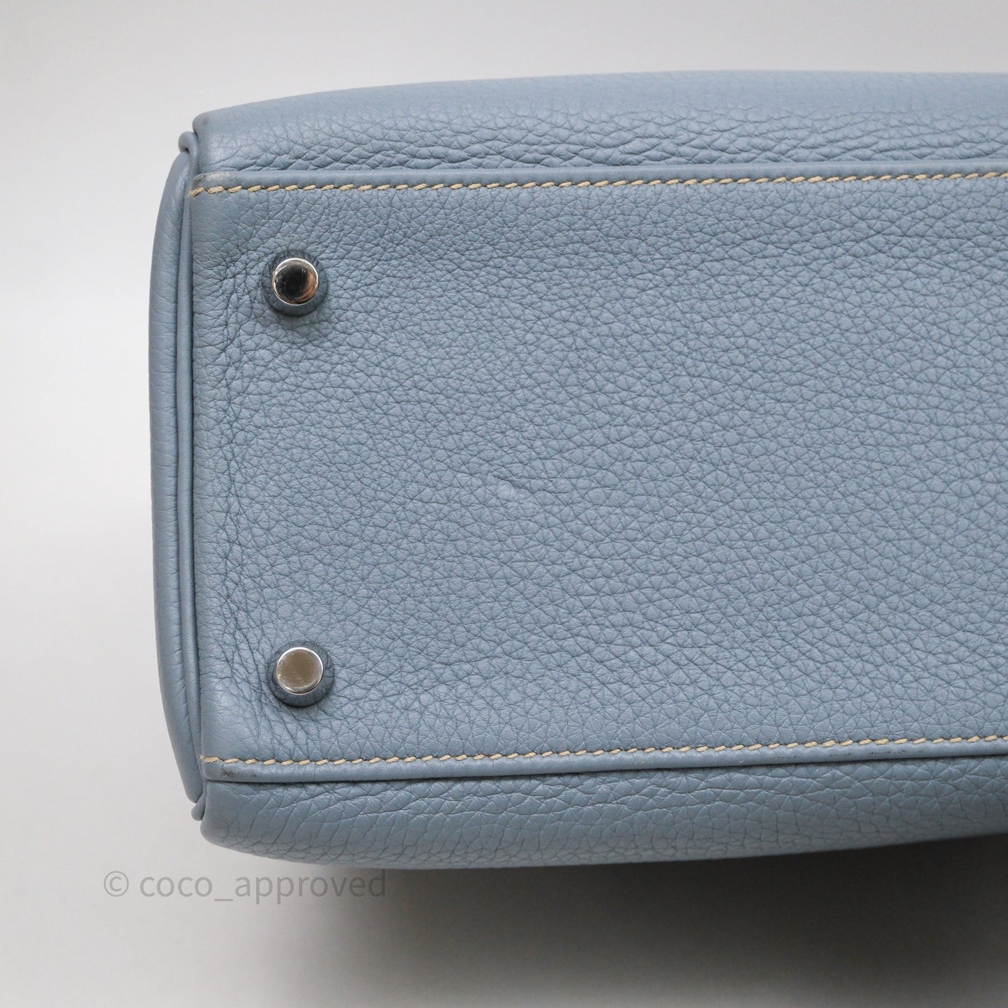 Hermès Kelly 28 Bleu Lin J7 Togo Palladium Hardware