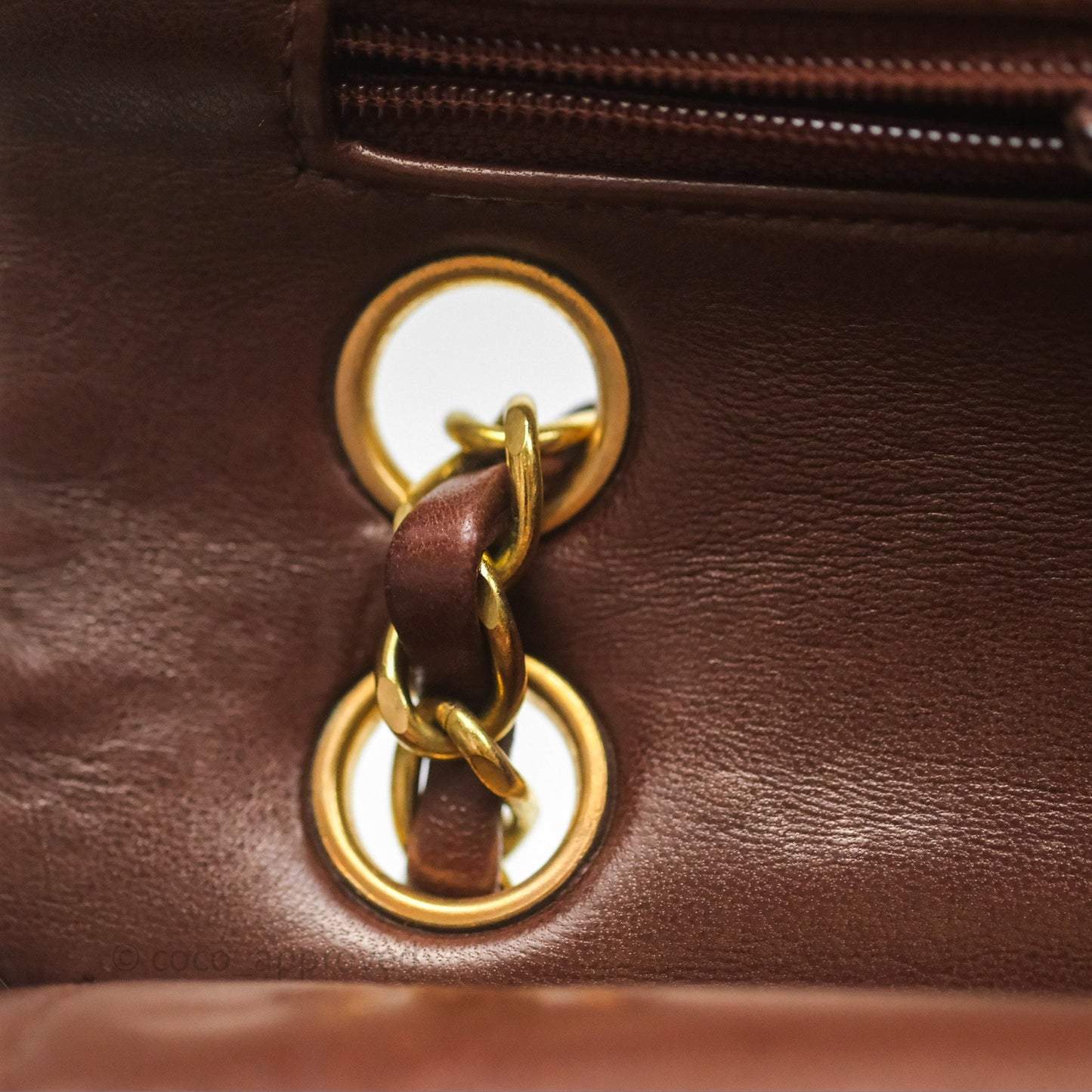 Chanel Vintage Small Classic Flap Brown Lambskin 24K Gold Hardware