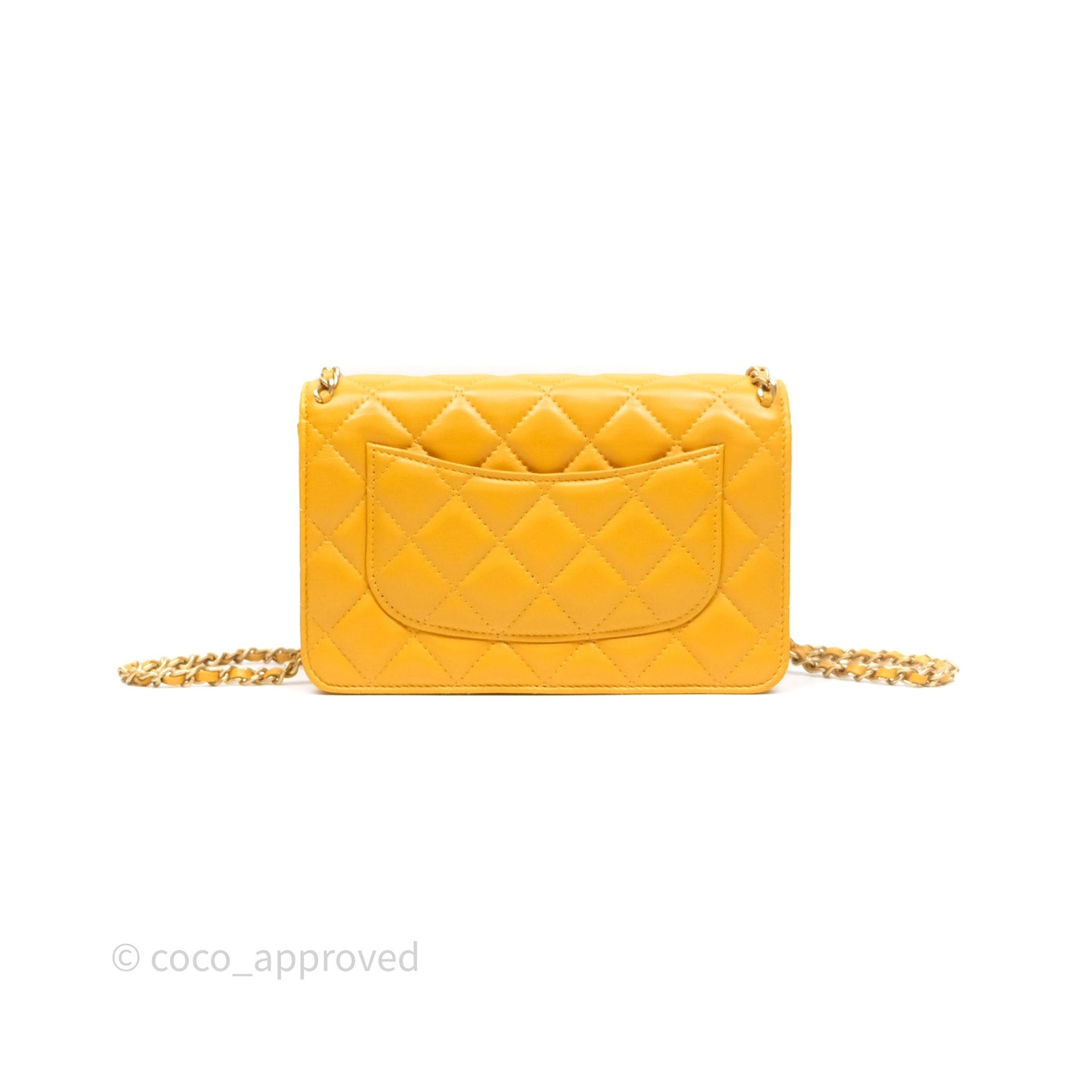 Chanel Quilted Classic Chain Around WOC Yellow Lambskin Aged Gold Hardware