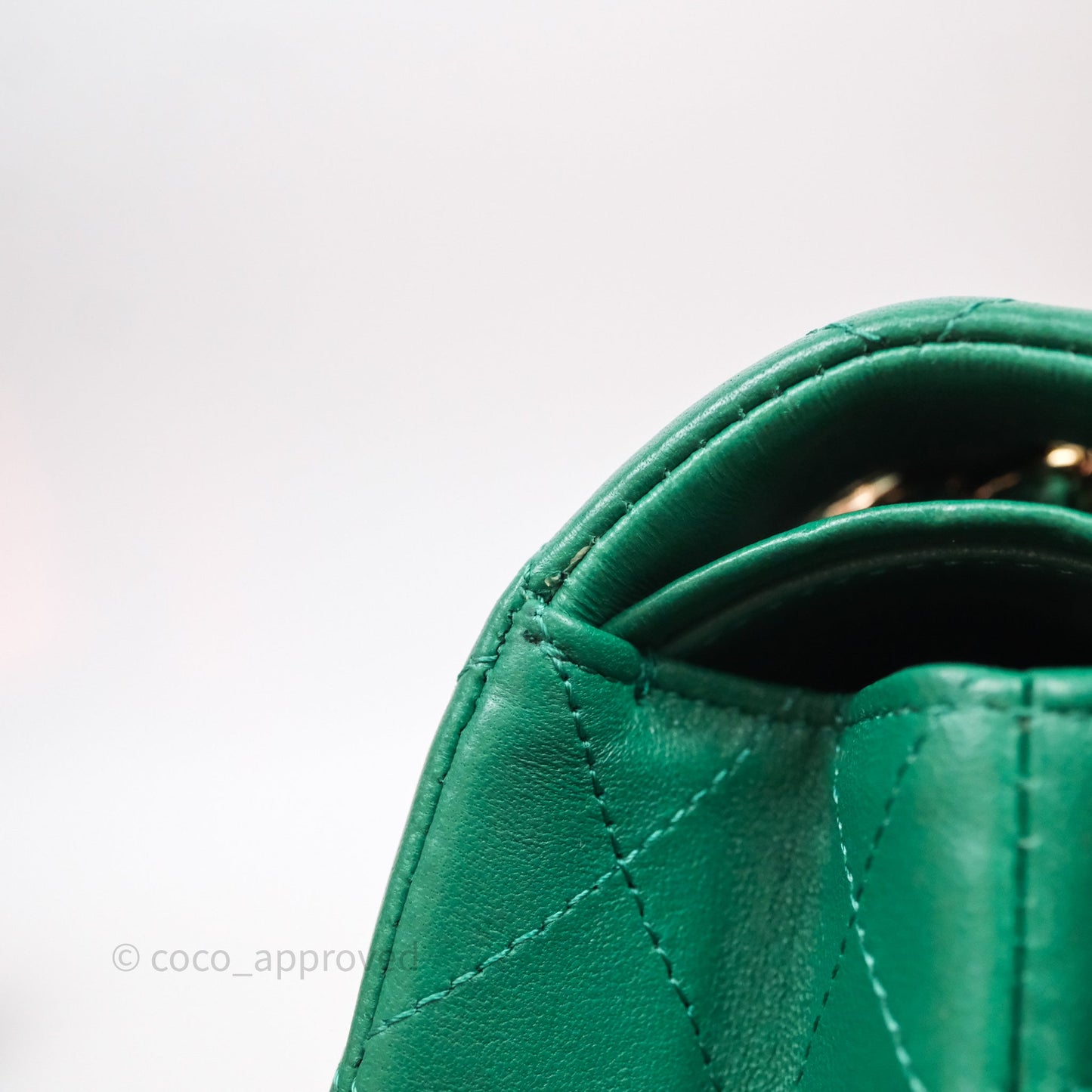 Chanel Classic M/L Medium Flap Quilted Green Lambskin Gold Hardware