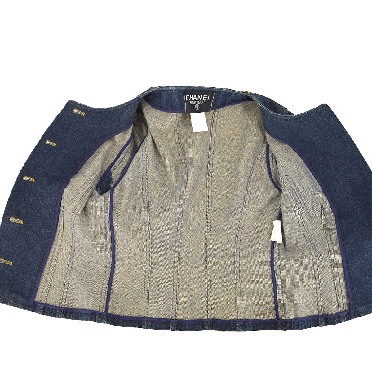 Chanel Fall 1996 Collarless Denim Jacket #34