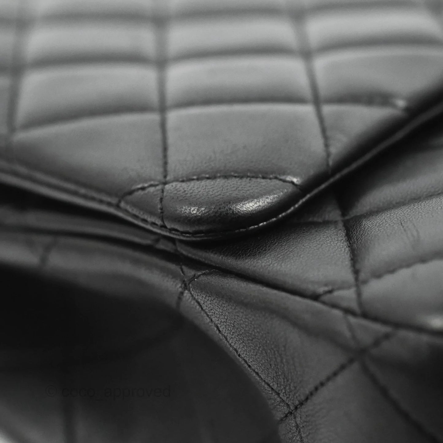 Chanel Single Flap Maxi Lambskin Black Silver Hardware