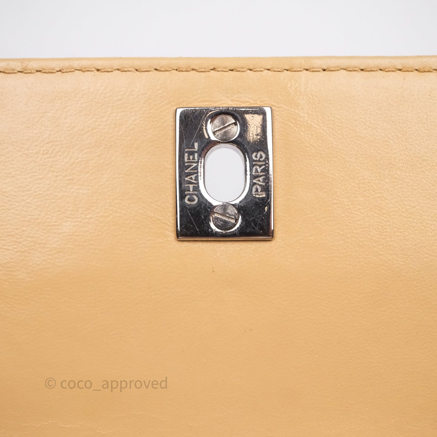 Chanel Vintage Quilted Kelly Shoulder Bag Beige Silver Hardware