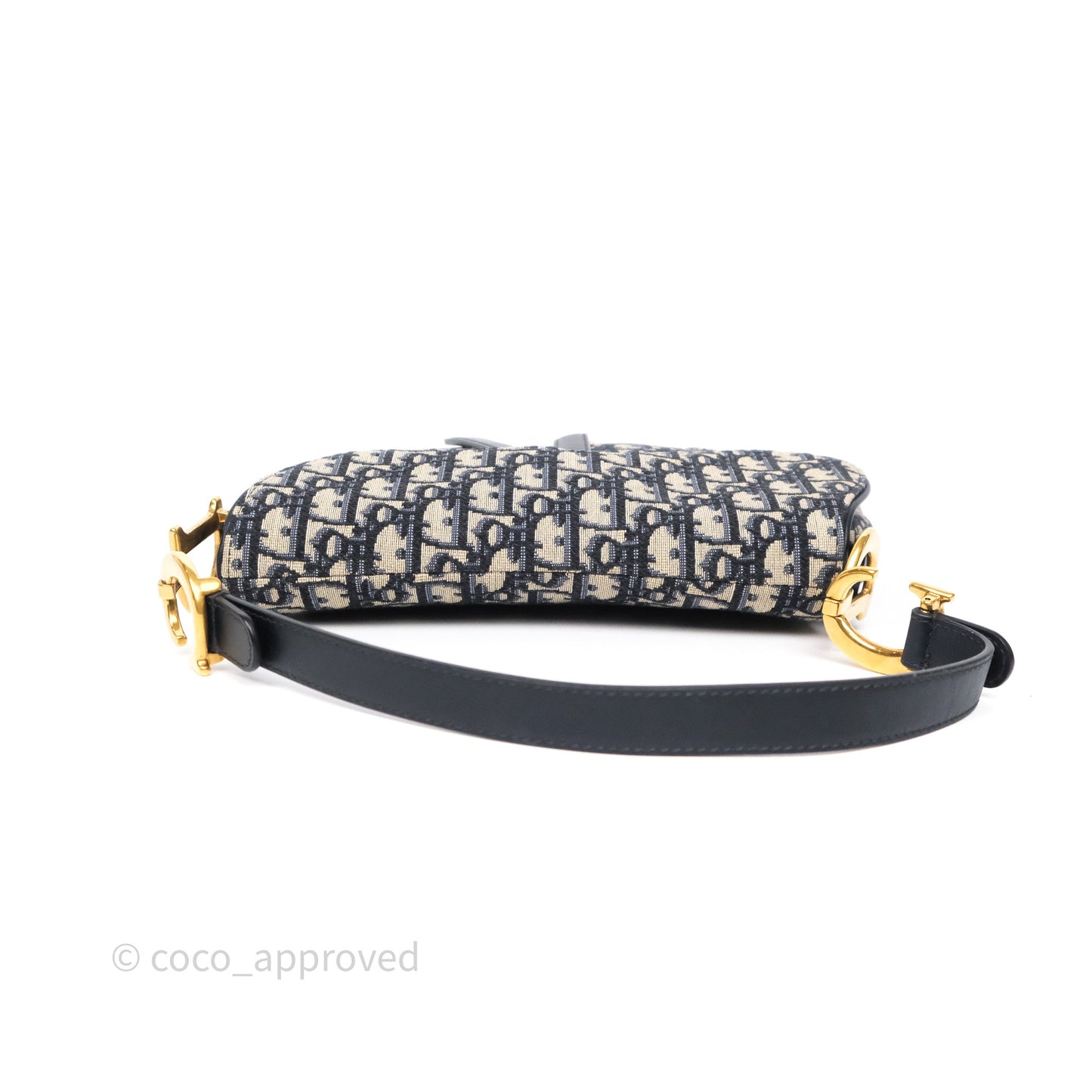 Dior Saddle Bag Navy Dior Oblique Embroidery Aged Gold Hardware