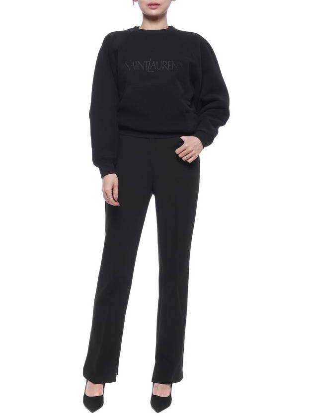 Luxury Saint Laurent Embroidered Logo Cotton Sweatshirt Black