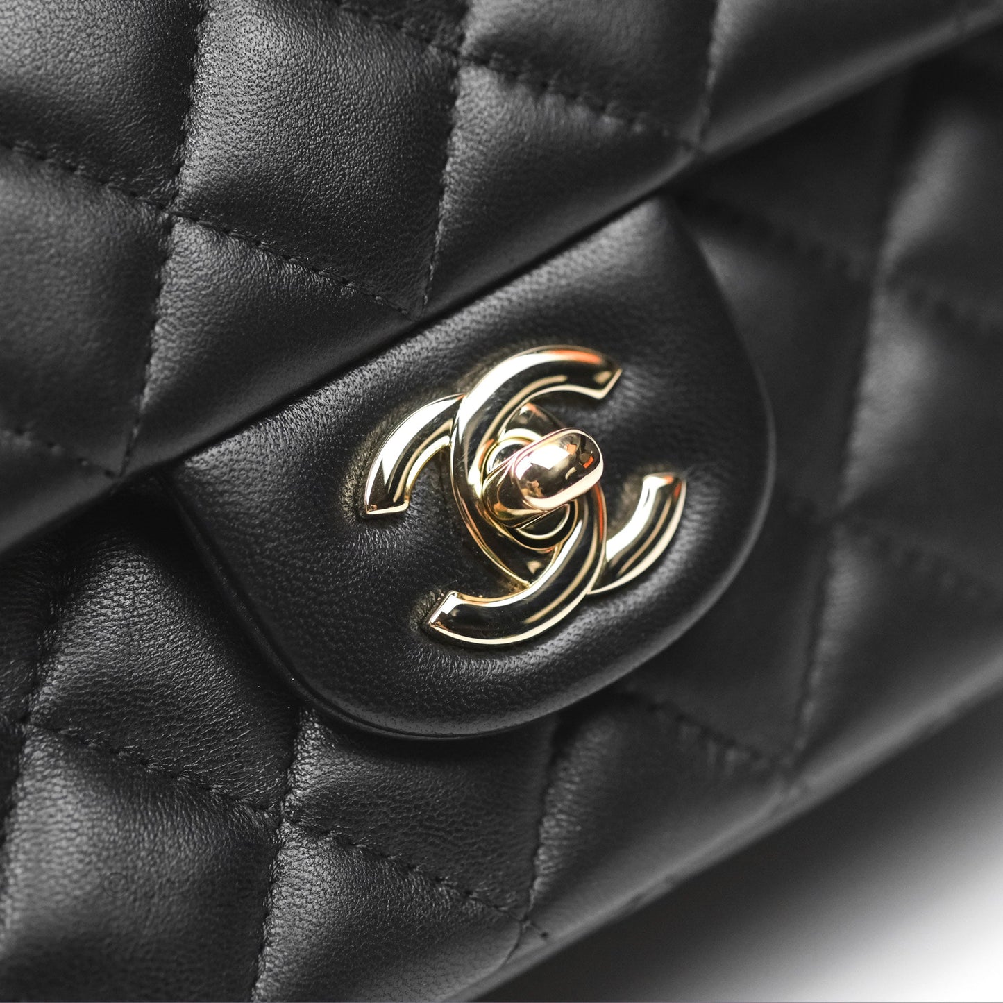 Chanel Top Handle Mini Rectangular Flap Bag Black Lambskin Gold Hardware