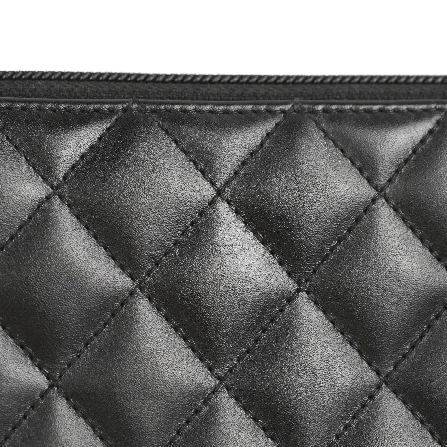 Chanel Quilted Cambon Yen Zip Long Wallet Black Calfskin Silver Hardware