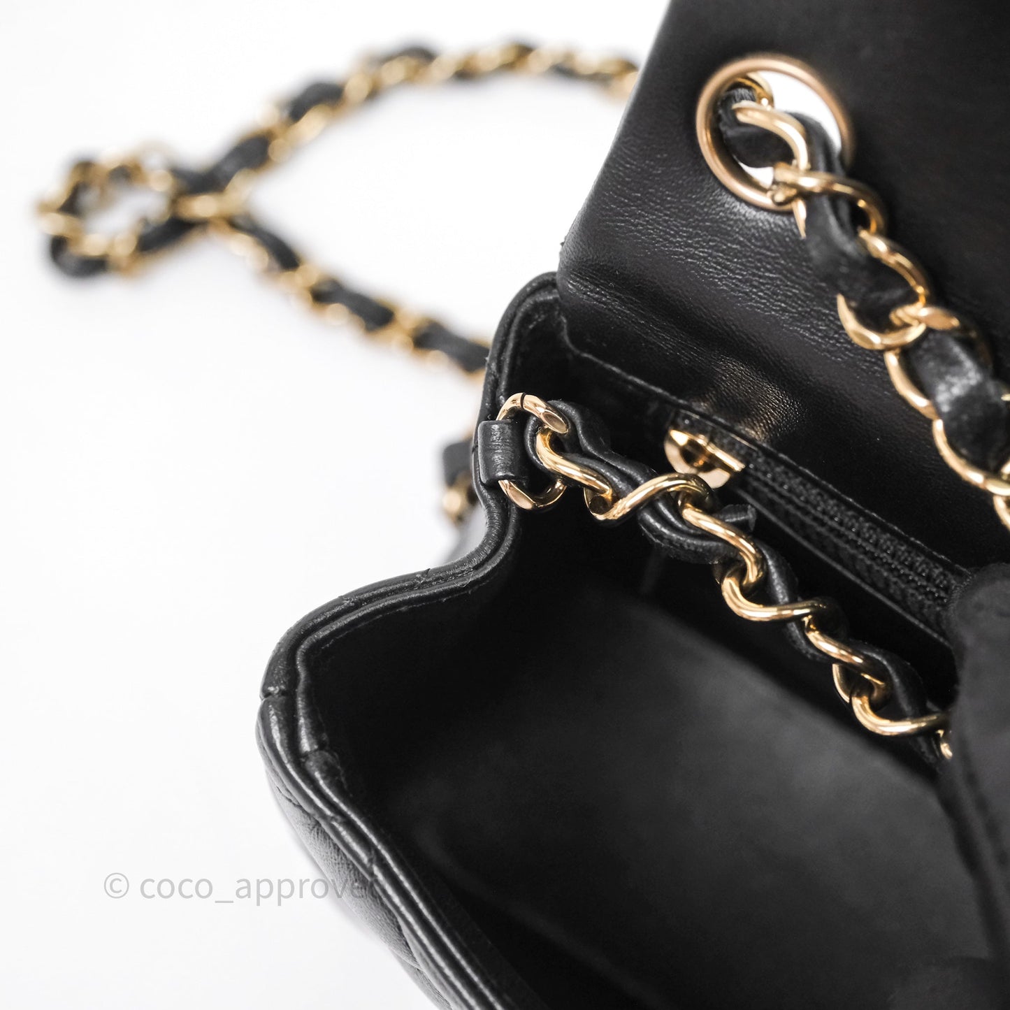 Chanel Mini Square Quilted Black Lambskin Gold Hardware