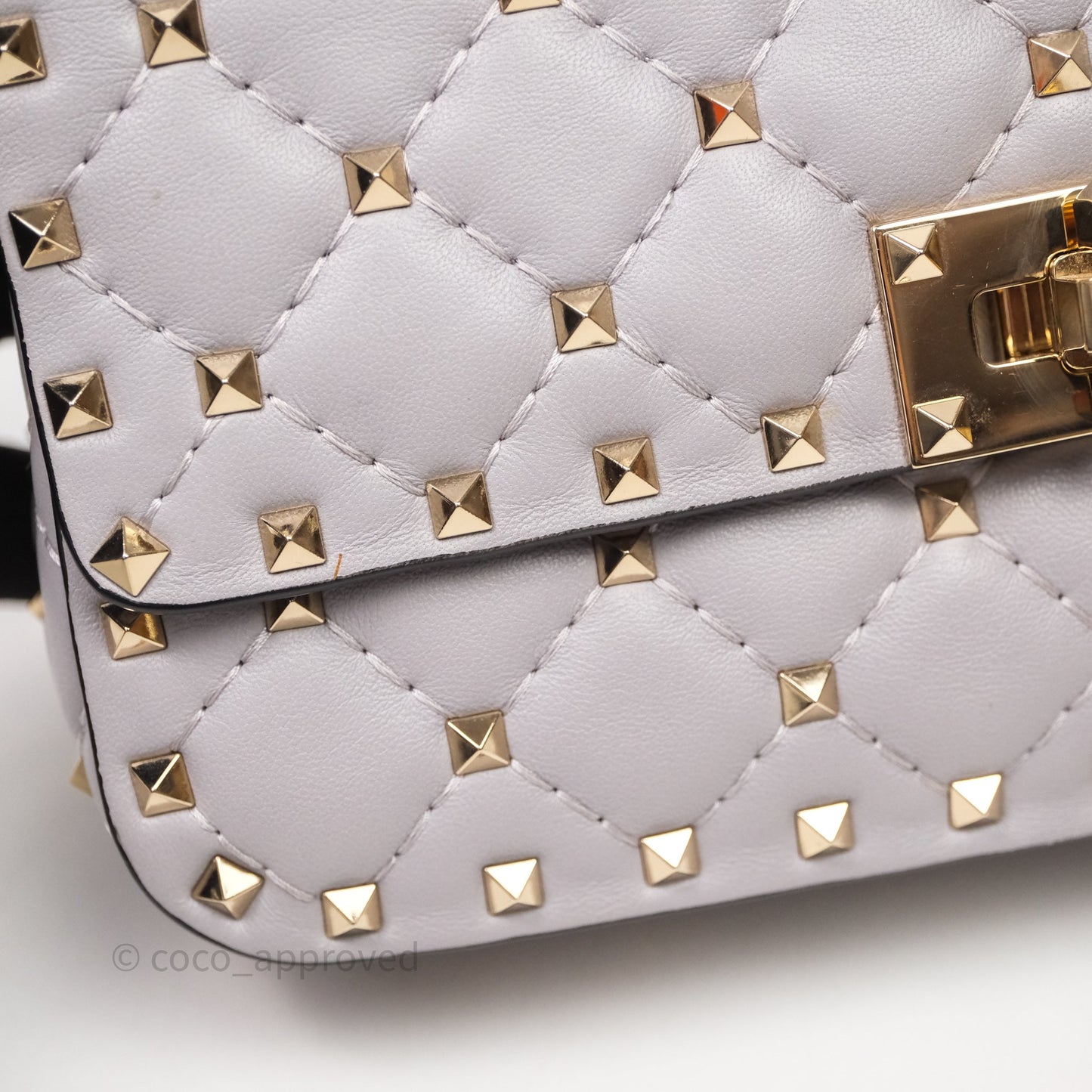 Valentino Small Nappa Rockstud Spike Bag Grey Gold Hardware