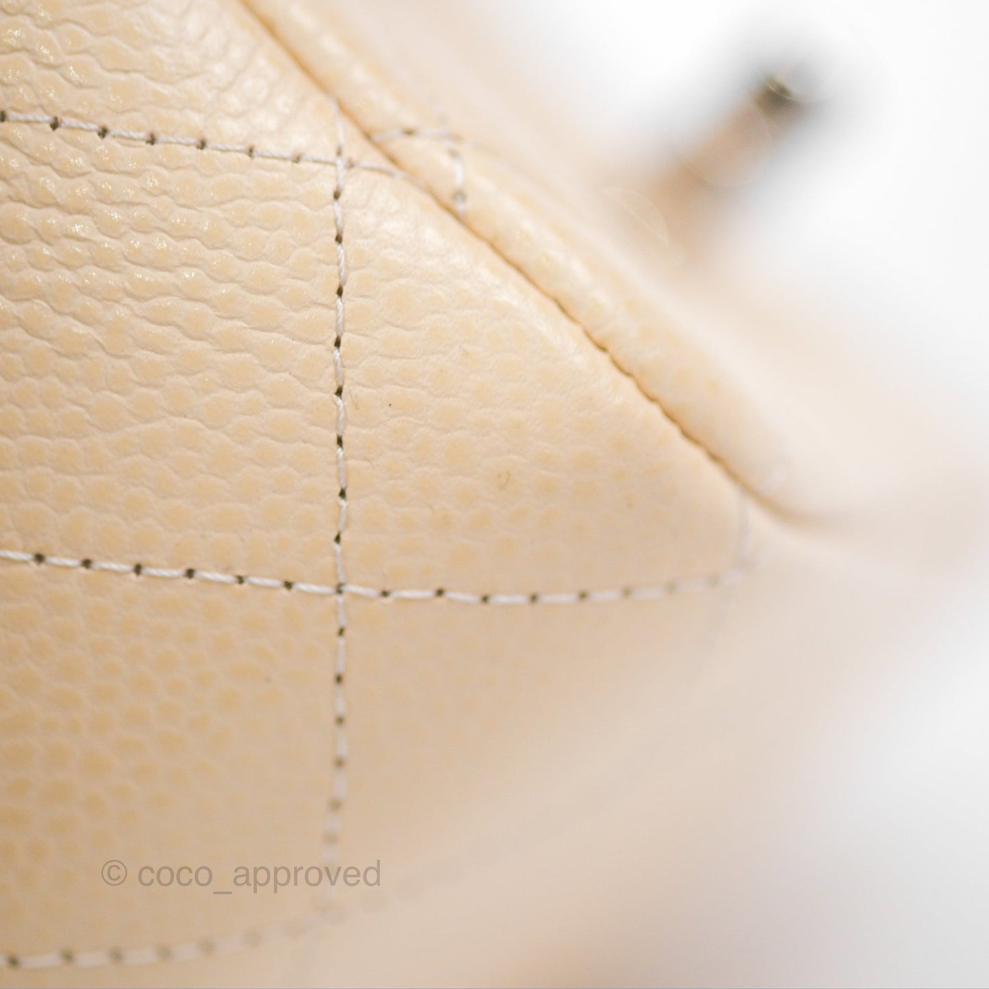 Chanel Quilted Mini Square Flap Light Beige Caviar Silver Hardware