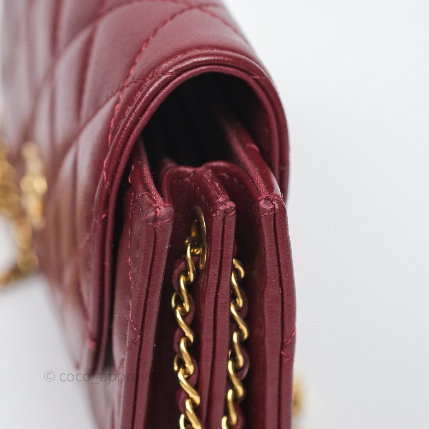 Chanel Mini WOC with CC Chain Burgundy Lambskin Gold Hardware 22K